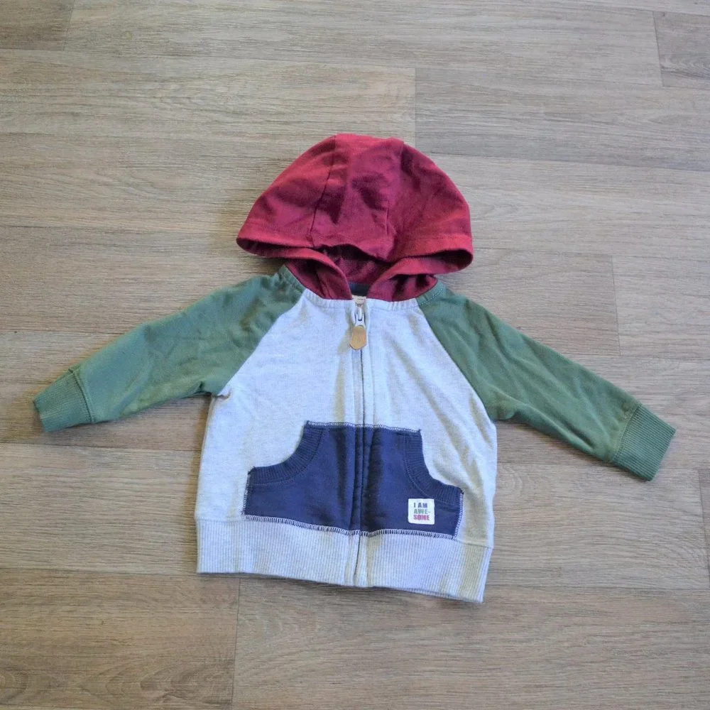 NWOT Carter's Color Block Full-zip Hoodie Sweatshirt Size 3 Months